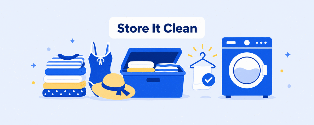 Clean summer clothing being prepared for seasonal storage