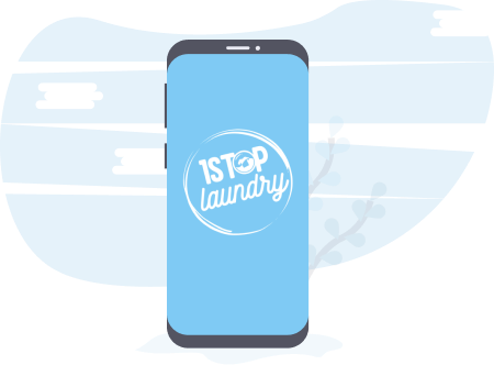 Phone showing the 1Stop Laundry app for booking a pickup