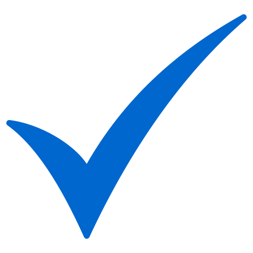Blue checkmark indicating success or completion