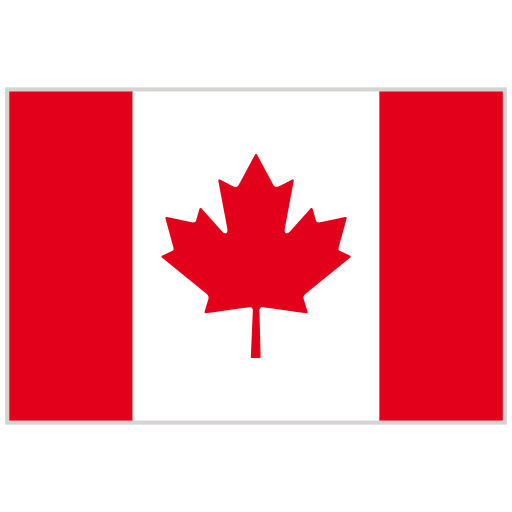 Canadian flag: red maple leaf centered on white field with red vertical bands on sides, symbol of Canada.